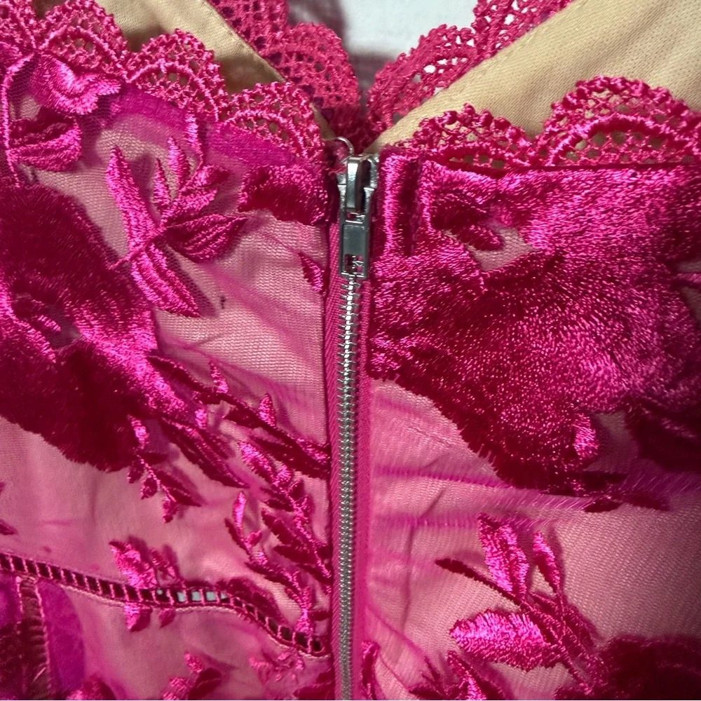 LULUS Deeply Cherished Hot Pink Lace Midi Dress XL - Picture 12 of 13